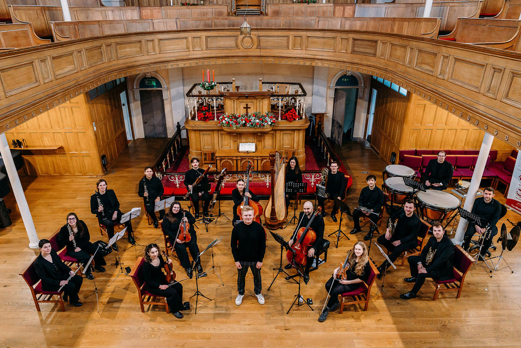 DSC01003.jpg Photo of the Madhouse Orchestra, taken from the upper circle in Harrogate's Wesley Chapel.